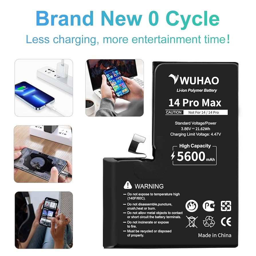 Amazon.com: for iPhone 14 Pro Max Battery,5600mAh Upgraded